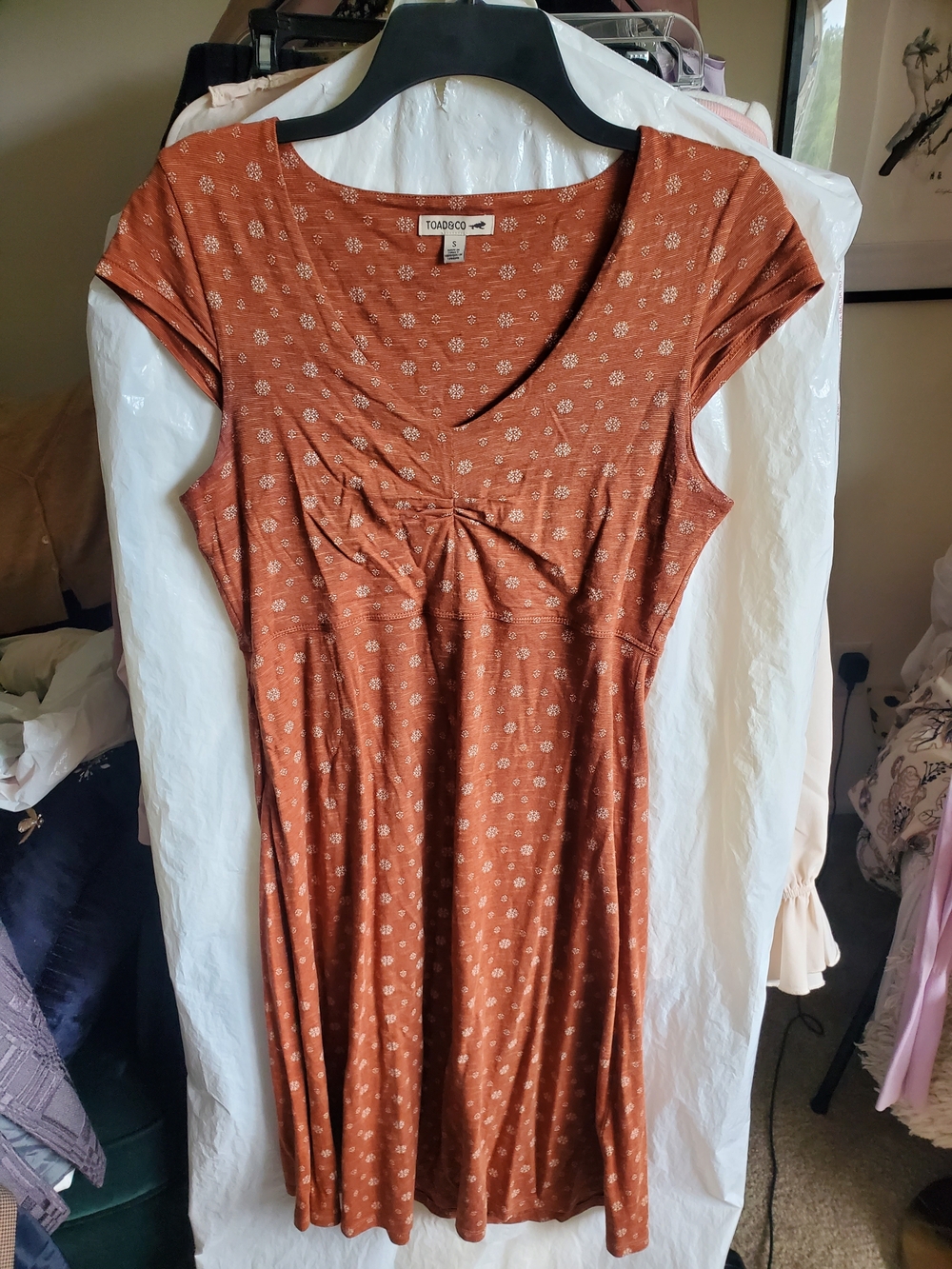 Toad&Co Rust Floral Twist-Front Midi Dress